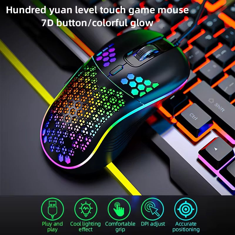 7200DPI Gaming Mouse 6D Ergonomic RGB Optical USB Wired Mice for Computer Office Gamer Mouse Honeycomb Gaming Mouse